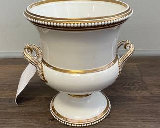 Early Spode Footed Cachepot with Gold Leaf Trim. Photo 1 of 3.