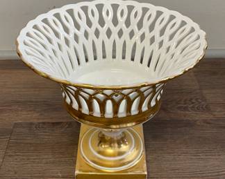 Gilt Footed Lattice Urn. Photo 2 of 2.