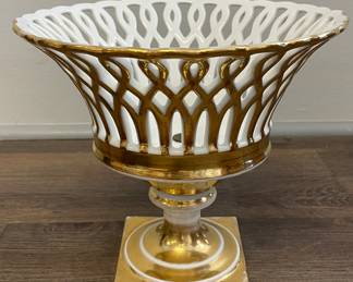 Gilt Footed Lattice Urn. Photo 1 of 2.