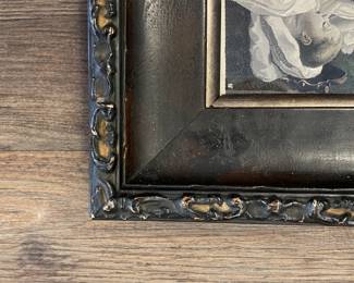 Antique French Neyret Freres Woven Silk Tapestry of Elizabeth Sorel. Measures 8" x 6.5" without frame; 11" x 12" framed. Photo 2 of 2.