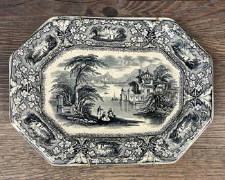 Antique Ironstone Plate. Measures 6.5" x 9".