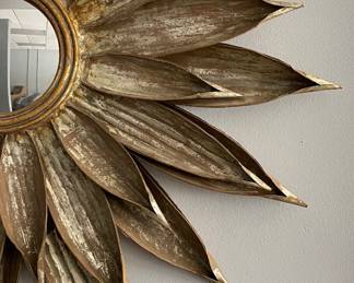 Vintage French Metal Starburst "Sunflower" Mirror. Measures 33.5" D. Photo 2 of 2.