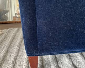 Modern Sofa Upholstered in Midnight Blue Mohair Fabric. Measures 72" W x 28" D with 28" Seat Height. Photo 4 of 4.