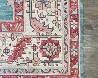 Red, Teal & Tan Persian Rug. Measures 8' x 10'. Photo 3 of 3.