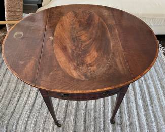 18th Century English Mahogany Pembroke Table. Measures 32" D x 20" W x 28" H; Extends to 40" W with Two 10" Leaves. Photo 3 of 4.