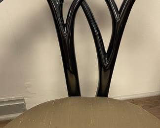 Christopher Guy Art Deco Style Black Lacquer Silk Upholstered Chair. Photo 2 of 2.