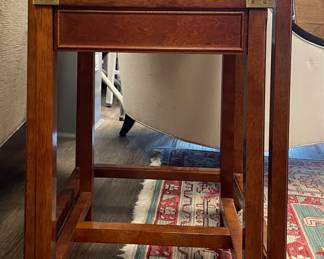Nesting Tables with Brass Trimmed Corners. Larger Table Measures 18" x 18" x 26" H. Photo 1 of 2.