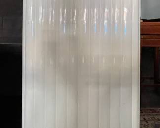 Vintage Christopher Guy Console / Bar Cabinet With Reeded White Lacquered Doors and Two Open Shelve. Measures 84" W x 22" D x 39" H. Photo 2 of 4.