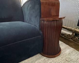 intage English Art Deco Blue Velvet Upholstered Sofa. Great In Any Room But Would Be Awesome For Home Theatre Seating. Measures 74" W x 38" D. Photo 2 of 2.