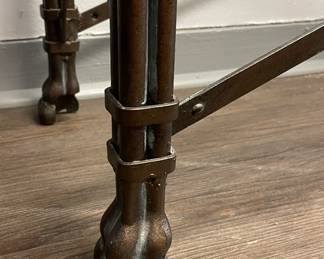 Glass Top Metal Console with Leather Frame and Nailhead Trim. Measures 54" W x 17" D x 32" H. Photo 4 of 5.