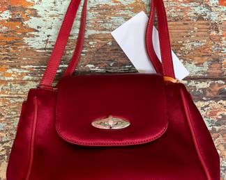 Alberta Ferretti Red Satin Evening Bag.