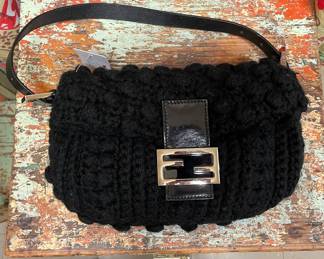 Fendi Knit Wool Shoulder Bag.