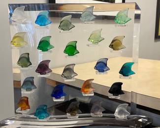 Lalique 24-Fish Aquarium Sculpture.