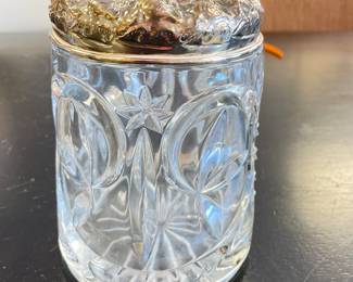 Cut Glass Jars with Silver Plate Lids. Photo 1 of 5.