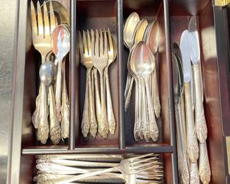 Silver Plate Oneida Evening Star Flatware - Service for 8.