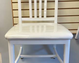 Set of 6 Vintage Emeco White Vinyl Upholstered Dining Chairs. Set of 4 Available, Too.