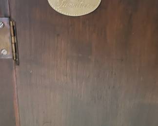 Pair Baker Furniture Brass & Walnut Neoclassical Cylindrical Round Drum End Table / Bedside Table. One Has Granite Topper. Both Need TLC! Each Measures 24.75 H x 24.25" D. Photo 5 of 5.