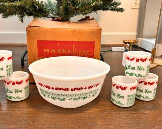 Hazel Atlas Milk Glass Egg Nog set in Original Box