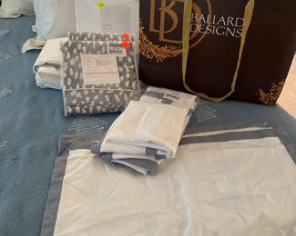 Brand new Suzanne Kasler for Ballard Designs twin size Postiano linens (duvet cover, Euro shams, lumbar shams, and Thandie watercolor standard shams - 2 sets)