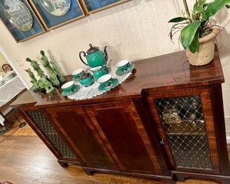 Antique mahogany buffet with a rich cross banding