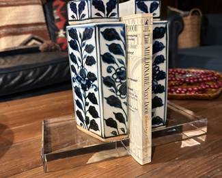 Frontgate chinoiserie acrylic base bookends