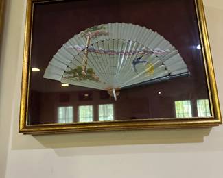 Framed Oriential fan
