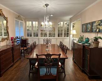 Antique mahogany dining room table set