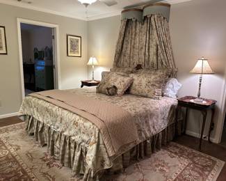 Regal like new king size adjustable bed custom bed with overhead canopy - mattress and frame purchased in June 2023!