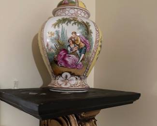 Dresden lidded urns (pair available)