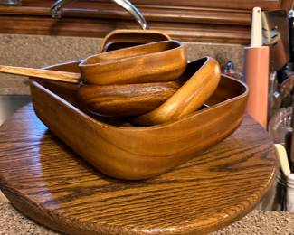 Wooden salad bowls