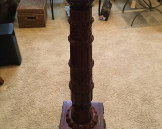 5’ Tall Marble Top Pedestal with Carvings