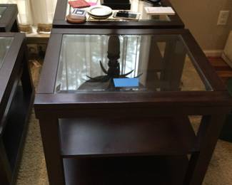 Glass Top Wood Lamp Table