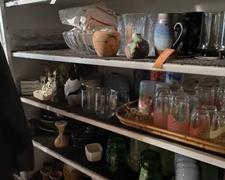 vintage barware, studio pottery, glassware