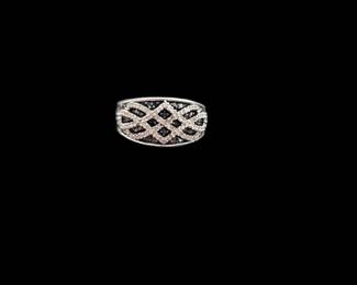 Sterling Silver black onyx and diamond ring 