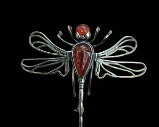 Sterling Silver Amber Butterfly