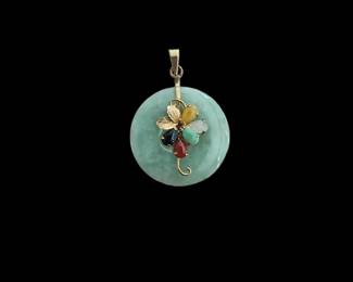 Small Jade pendant with mixed stones and 14k gold