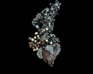 Sterling Silver brooch signed by Karl H. Stittgen with 14k gold and smokey quartz