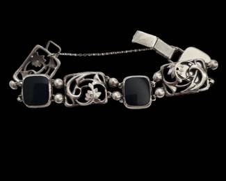 Sterling Silver Simmons bracelet with black onyx 