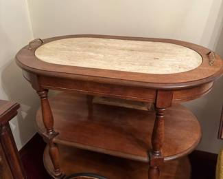 Antique tea cart with marble top