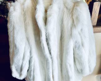 Vintage white faux fur coat - excellent condition 