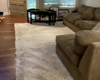 White gorgeous 9x11 shag rug, and amazing sectional