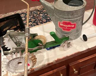 Vintage Sears Craftsman mobile lawn sprinkler $75; Wheeling Sprinkling Can $45