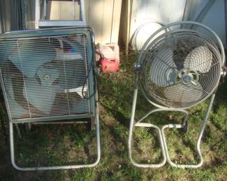 1950's Kenmore reversible fan (L), Emerson roll-about circulator fan (r)
