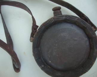 Staved oak canteen w/ leather strap