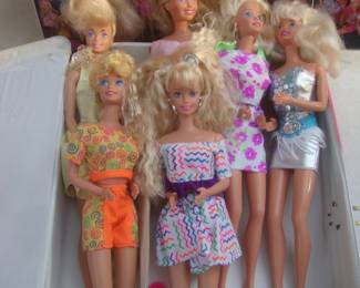 Some of the hundred's of Barbie dolls