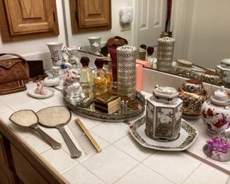 Perfumes small collectible powder room items..