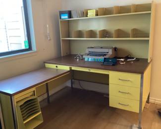 Mid century yellow metal desk 