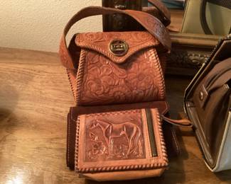 Tooled Mexican wallet and purse