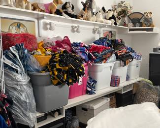 Realistic dog and cat photo props. Tons of football and baseball fabric.