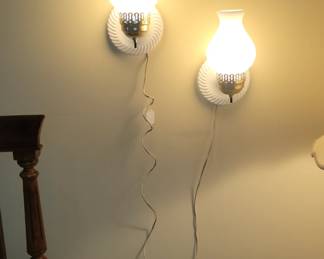 1950s Milk Glass Wall Lamps